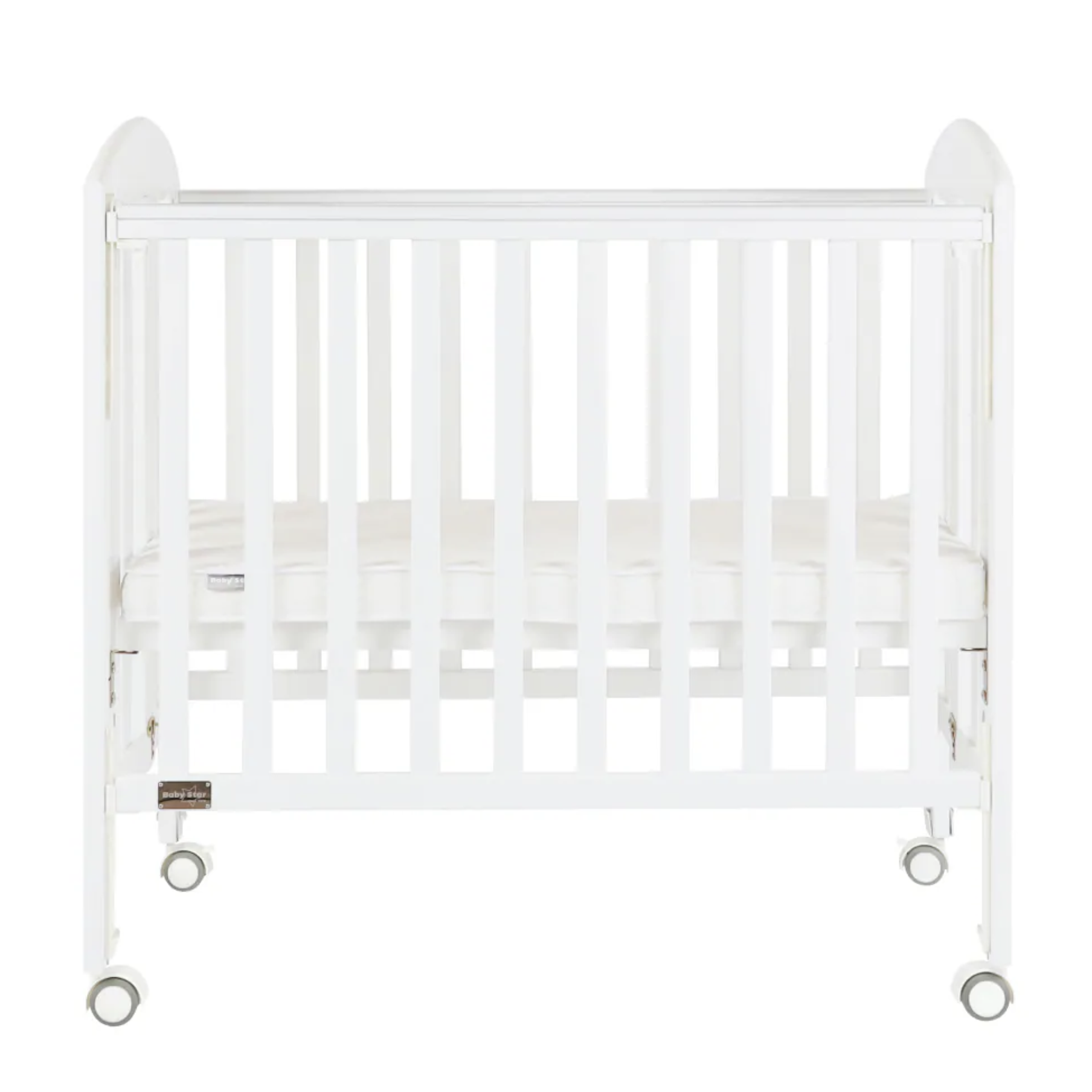 Baby Star Easi 摺合嬰兒木床 包括2” 床褥 – 白色 / 紐西蘭松木 BS-BS3823W