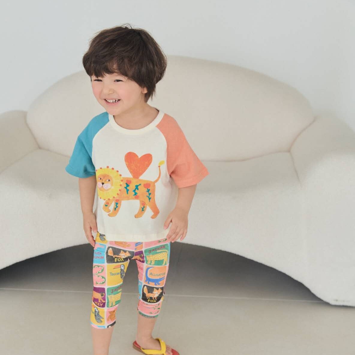 90-130 MICO 愛心獅子拼色上衣