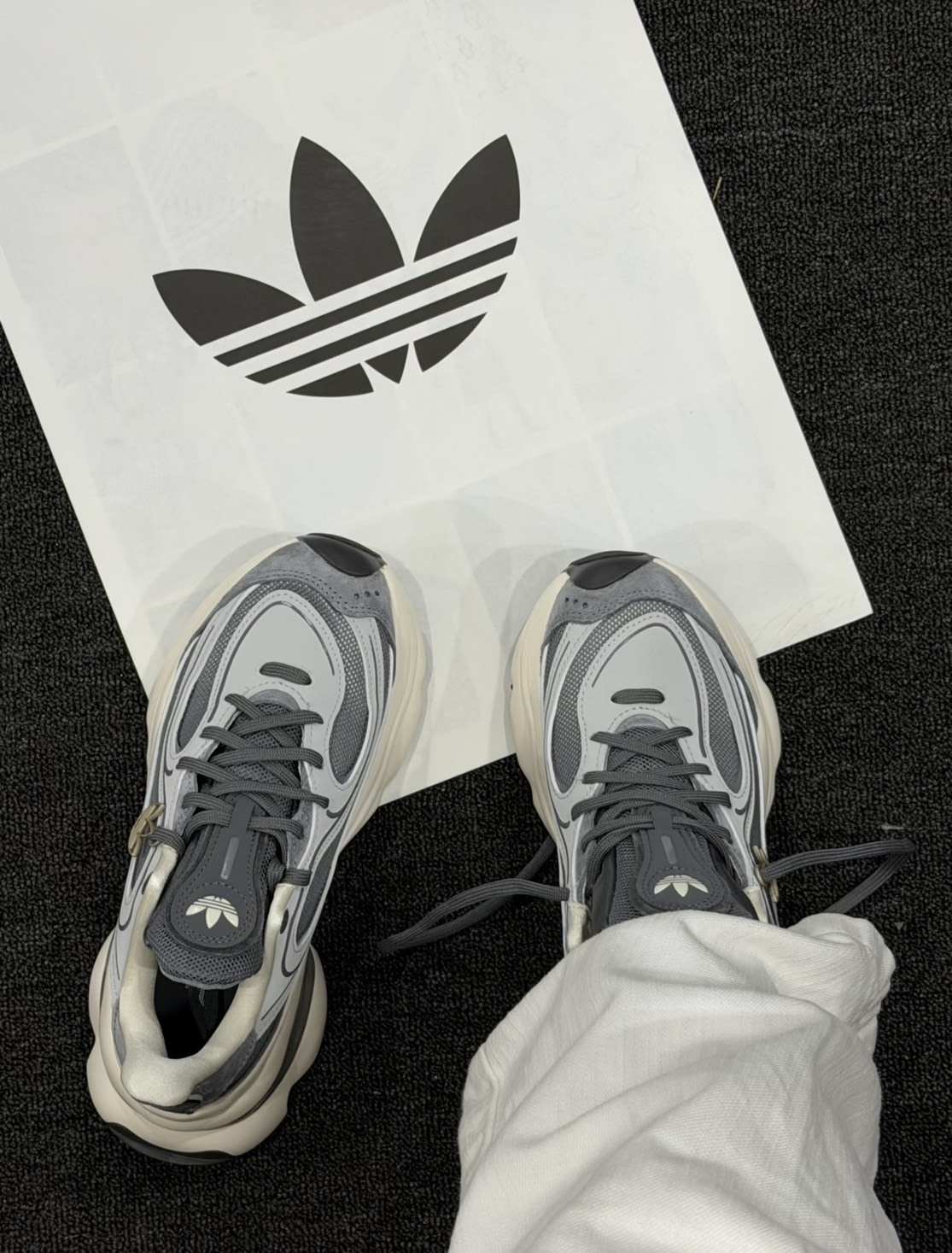 Adidas Originals Ozvenuz 增高 復古 厚底 老爹鞋 灰白 KJ3974