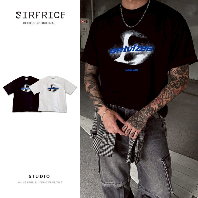 街頭Y2K噴漆迴路寬鬆短TEE
