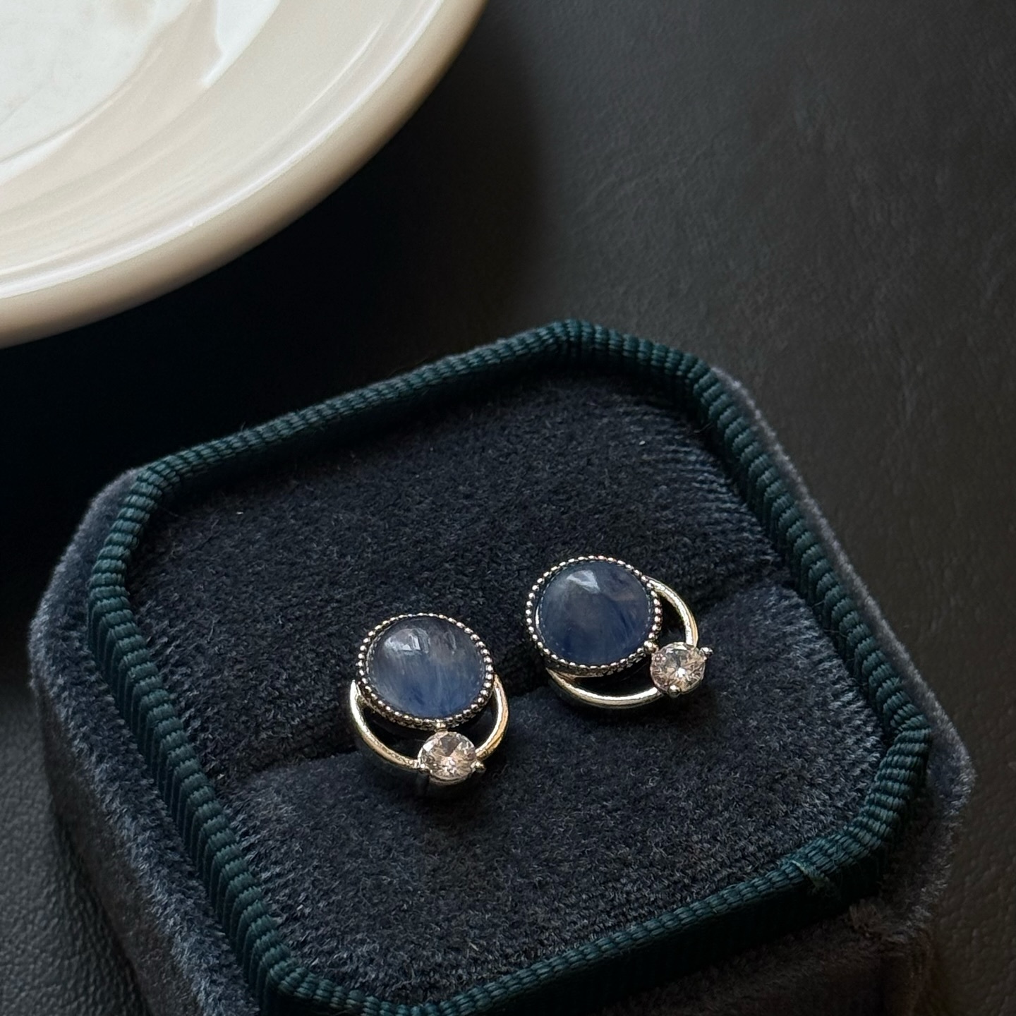 [原石] 藍晶石 水晶耳環