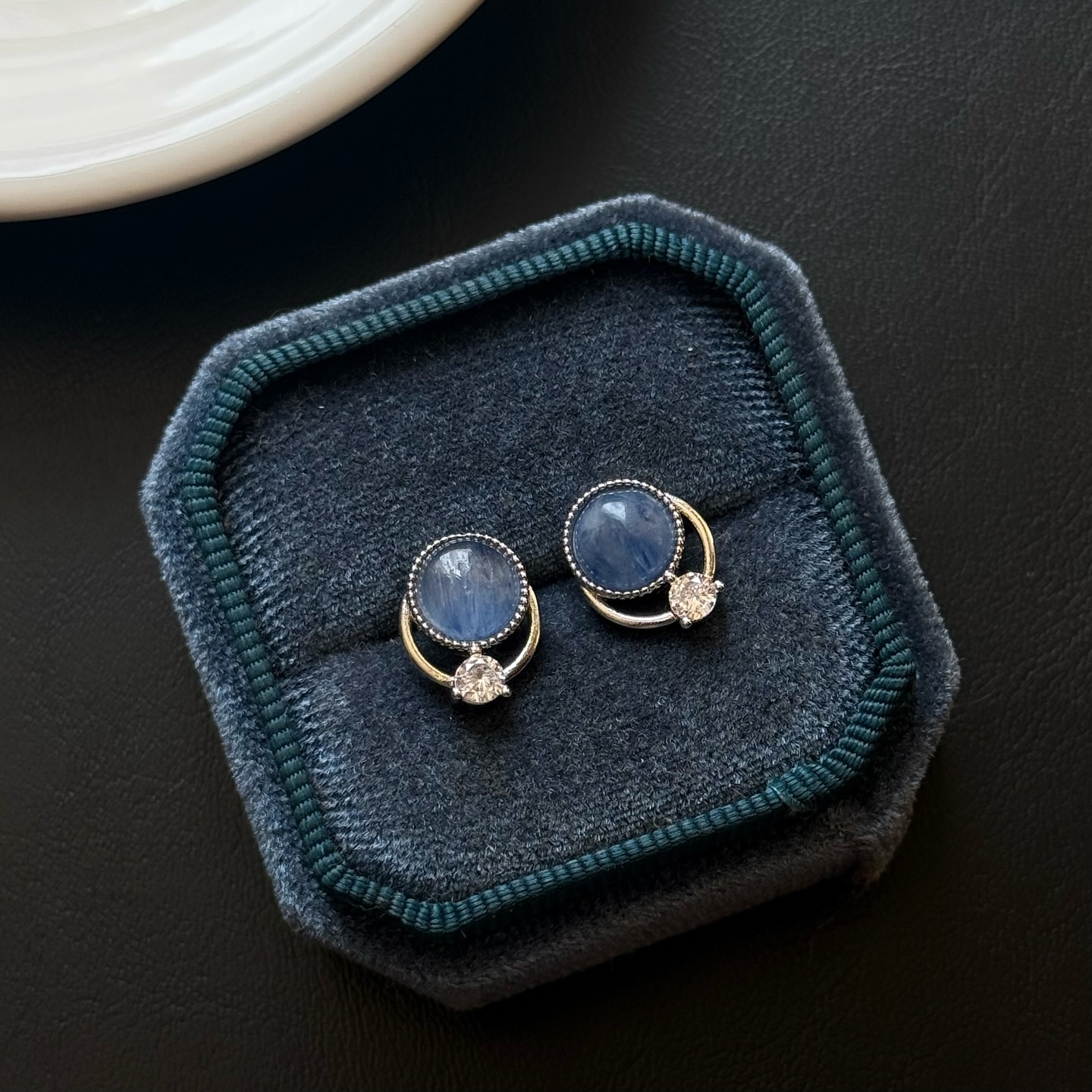 [原石] 藍晶石 水晶耳環