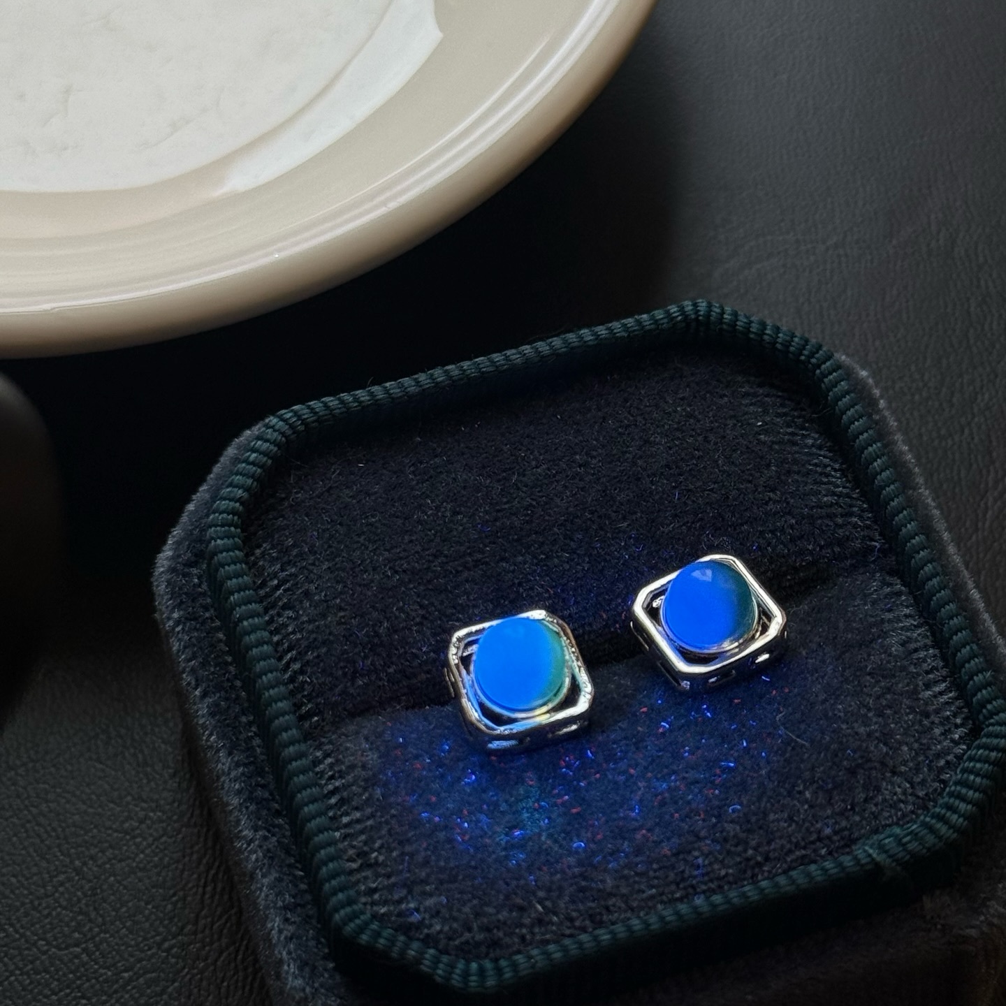 [原石] 印尼藍珀 / 琥珀 耳環