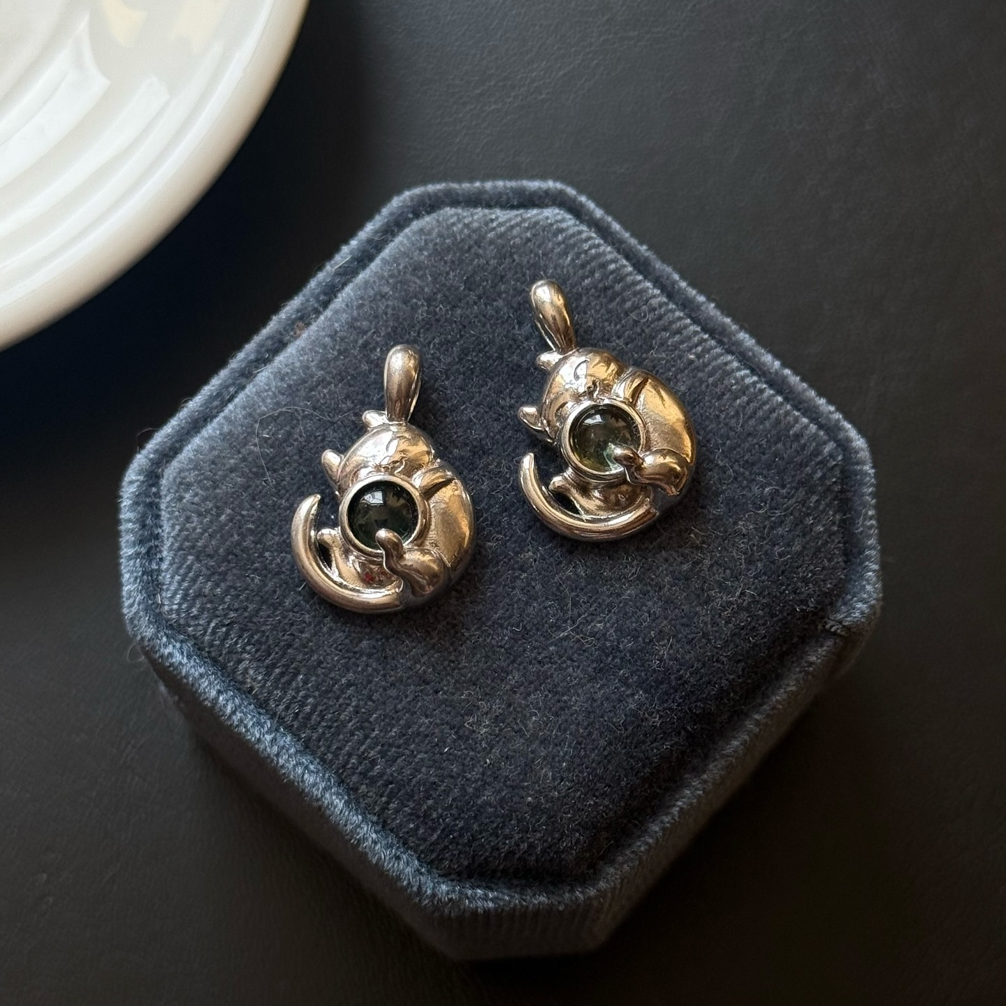 [原石] 西瓜碧璽 / 綠碧璽 925銀項鏈吊墜 貓咪造型