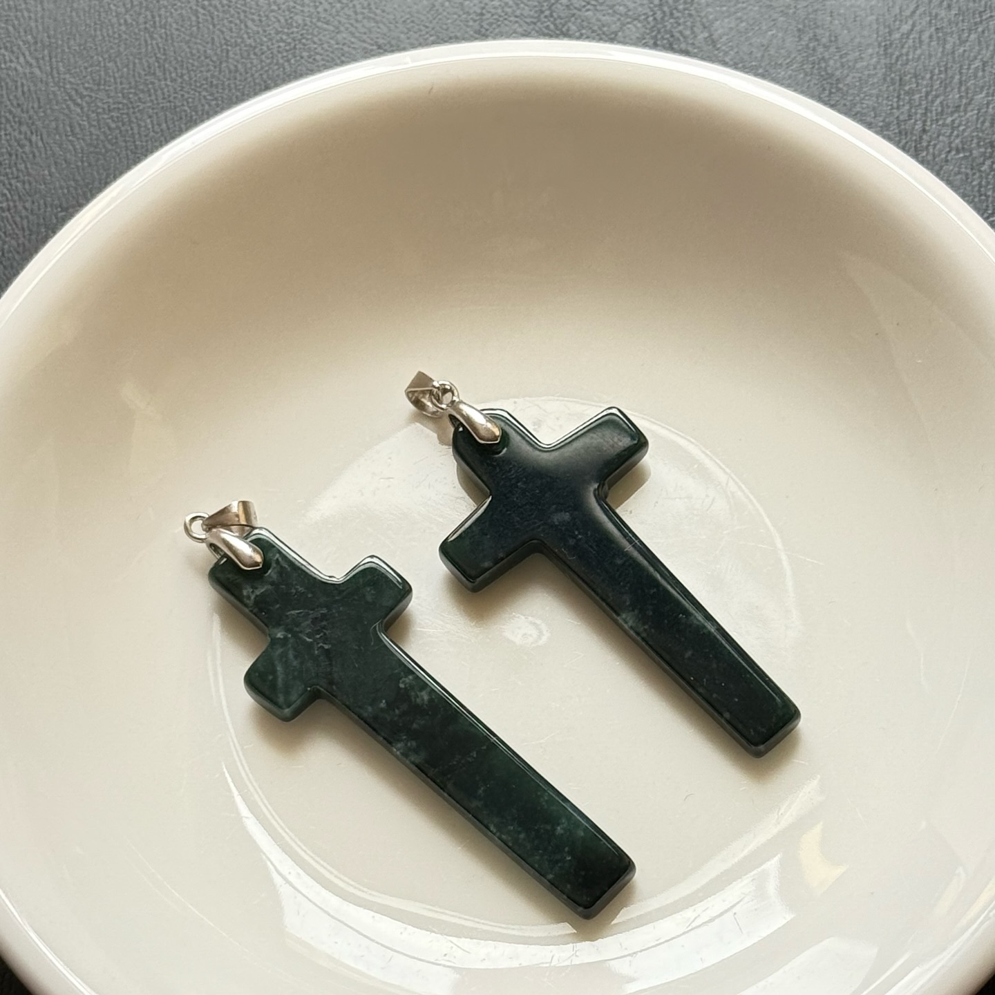 [原石] 藍水翡翠 十字架 項鏈吊墜