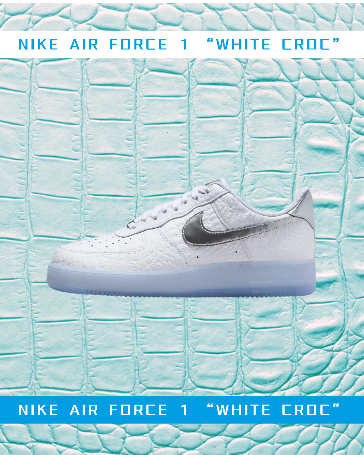 Nike Air Force 1 Low "White Croc" 國外限定 鱷魚皮 壓紋 冰底 白銀 特殊款 IR1981100