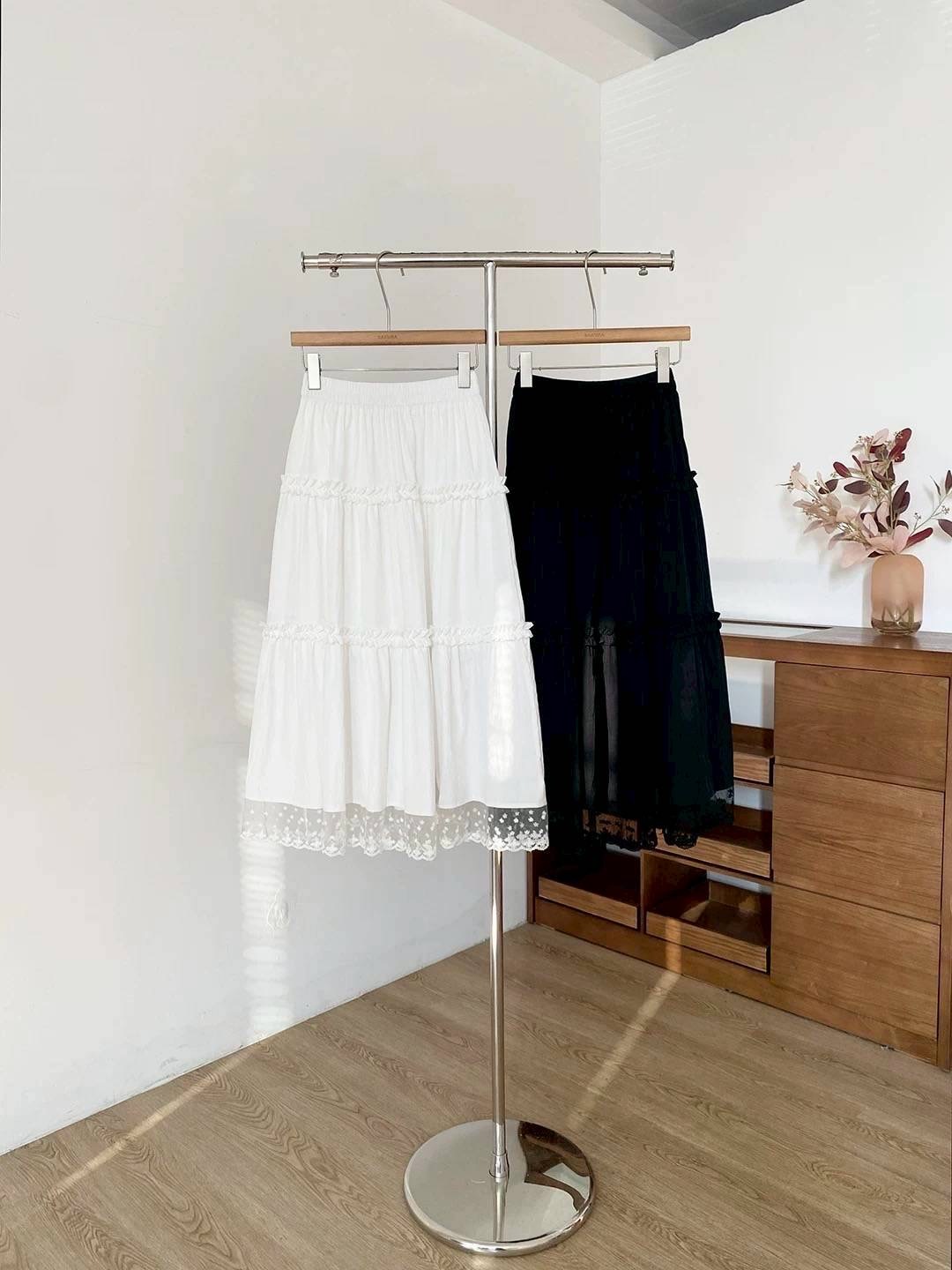 🌟小個子OK 裙長84cm.ᐟ🌟蕾絲拼接蛋糕半身裙