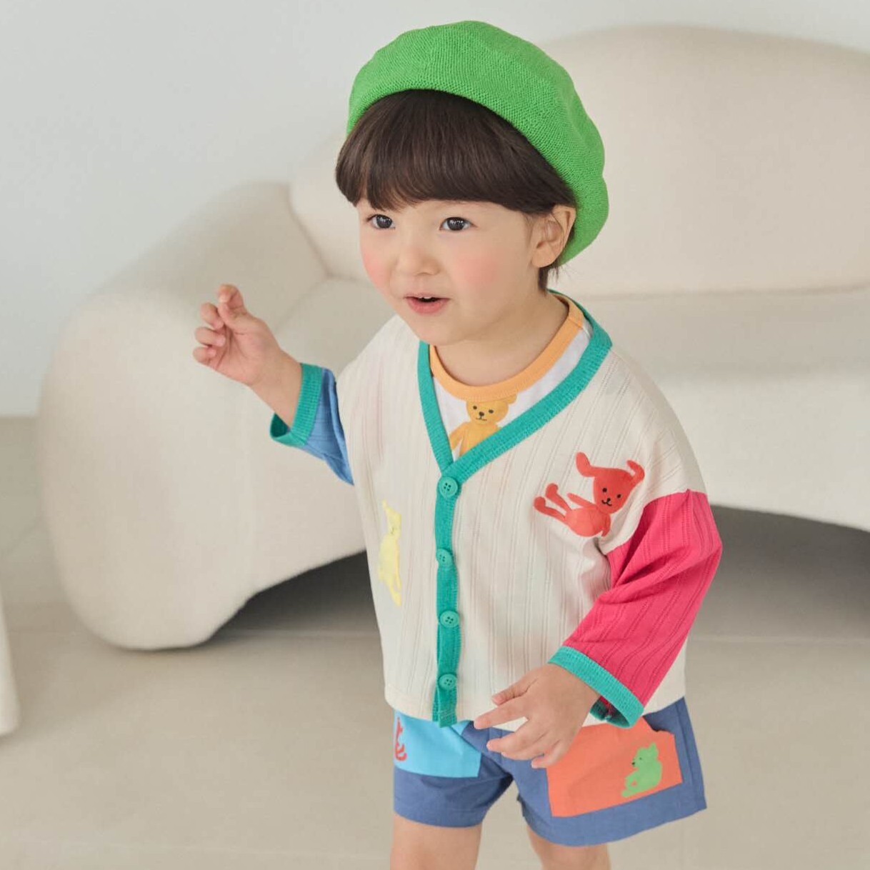 90-130 MICO 小熊兔子拼色薄外套 2色