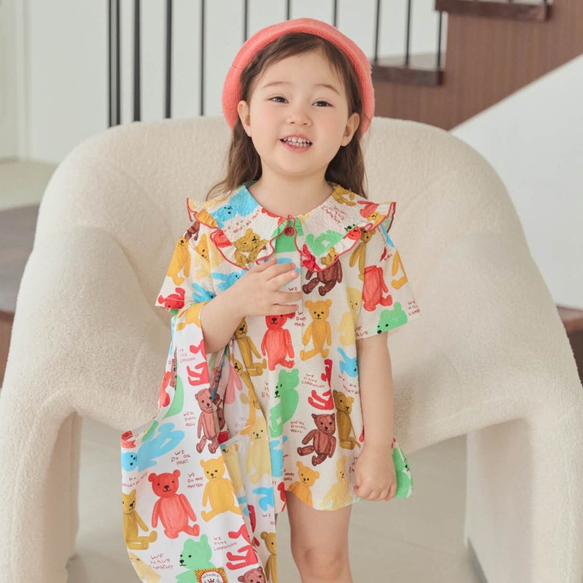 90-130 MICO 彩色泰迪翻領洋裝