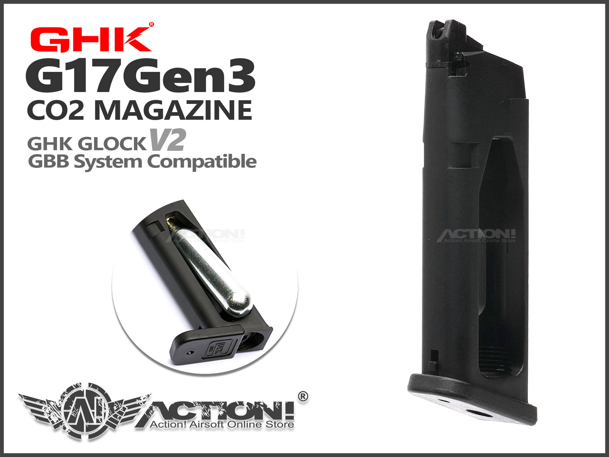 GHK - 20rds CO2 Magazine for G17 Gen3 GBB Pistol (GHK G