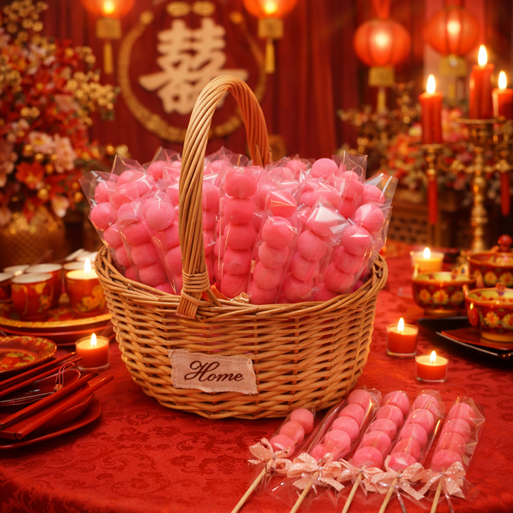 中式婚禮糖葫蘆串燒竹籃