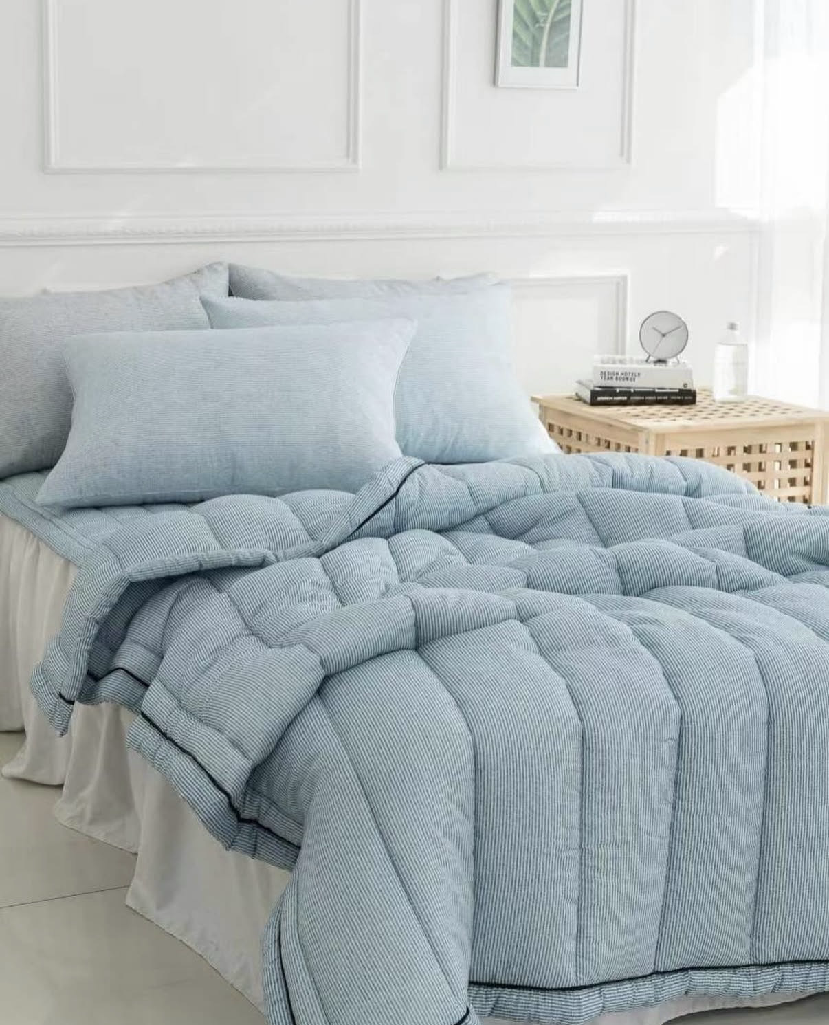 《韓國製天絲四季被》 無印簡約直紋風