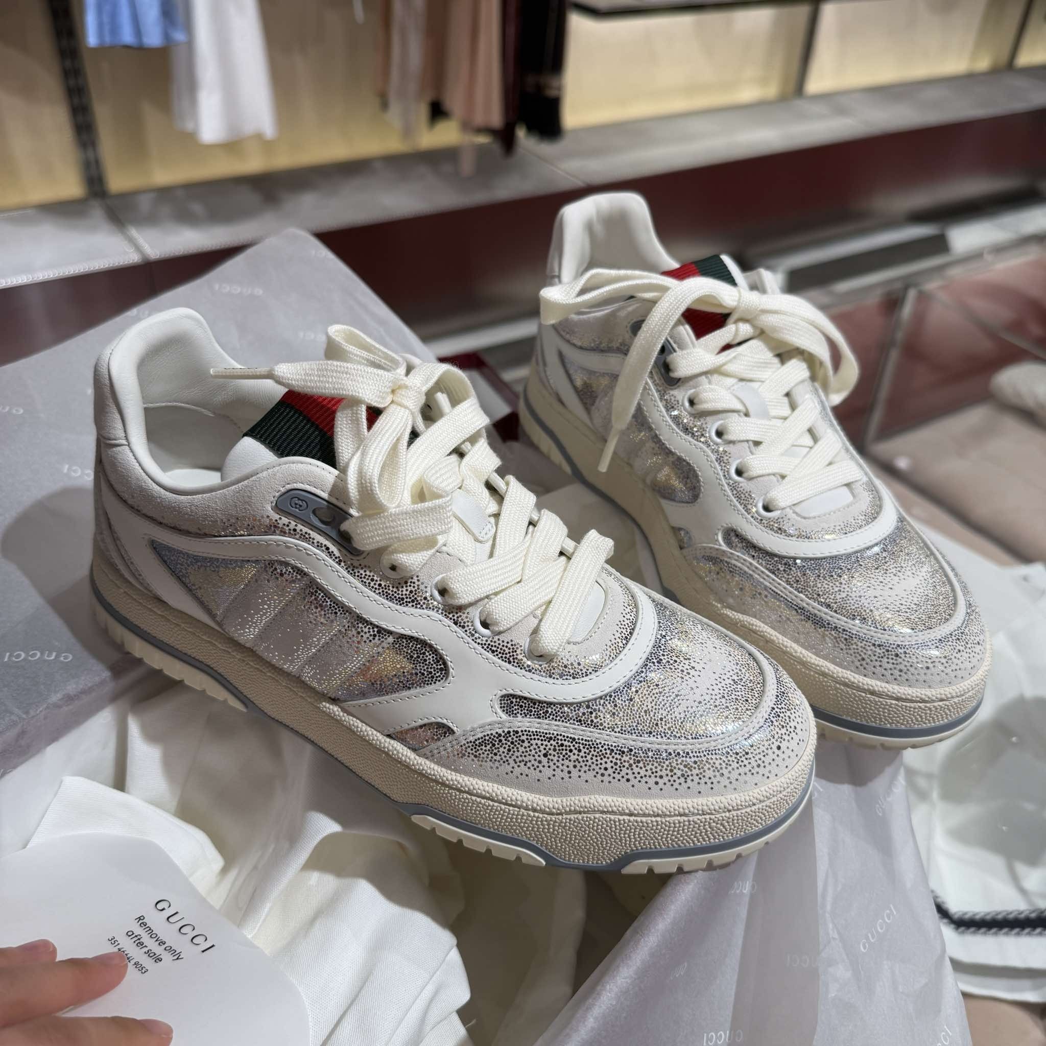 Gucci re-web sneakers silver glitter