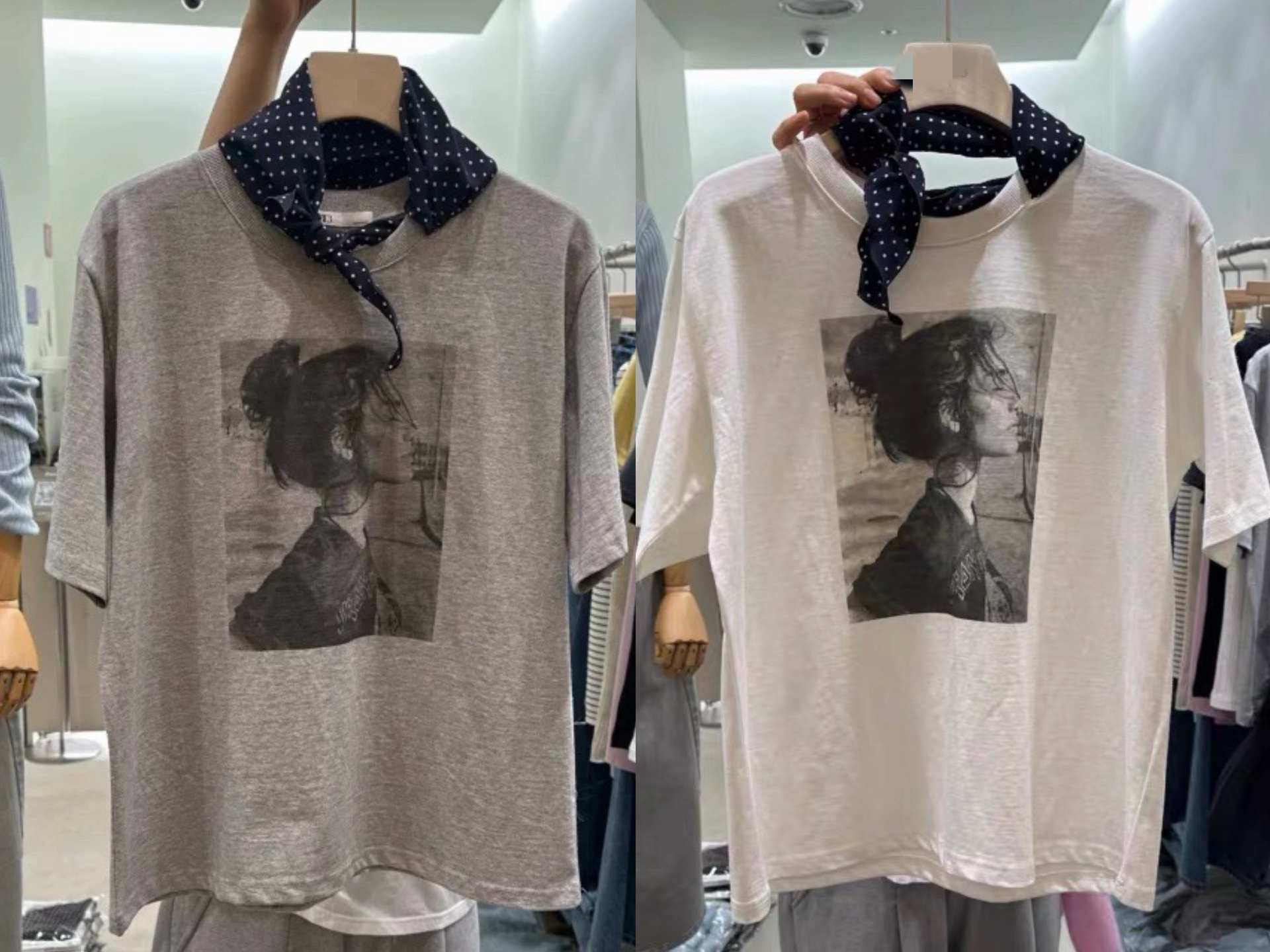 波點絲巾女人頭Tee