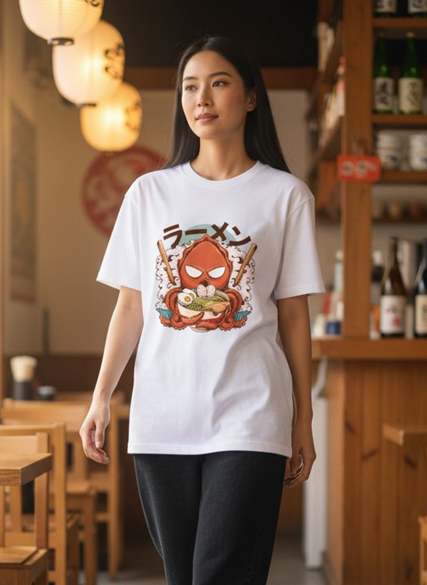 把一點重口味的可愛，穿在身上｜拉麵章魚插畫T恤