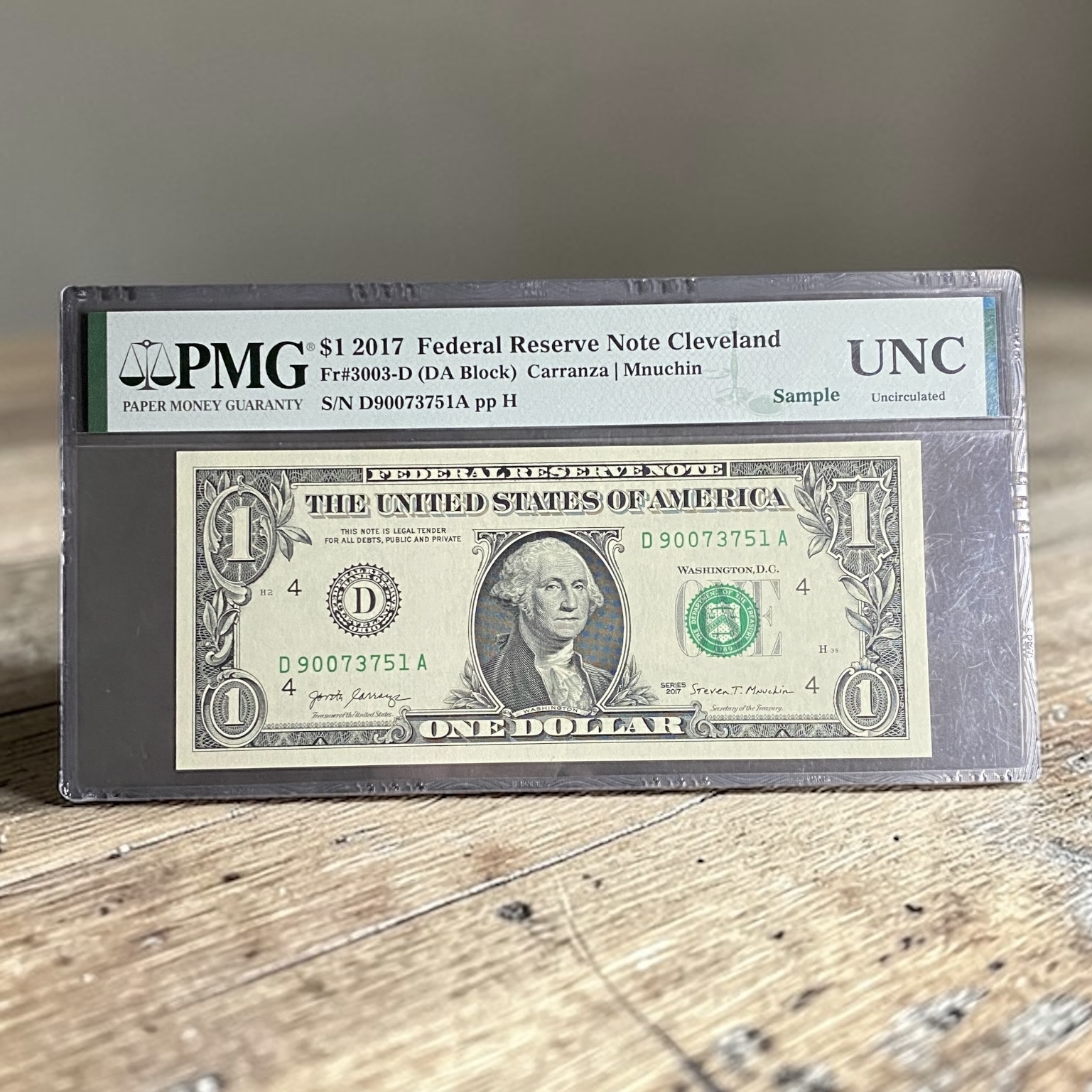 2017年美國一元 (UNC品相) PMG 樣版 D90073751A