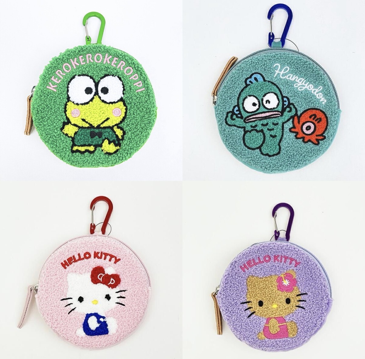 【5折優惠】JP Sanrio 毛巾刺繡圓形散子包 快扣 4571 TK260327