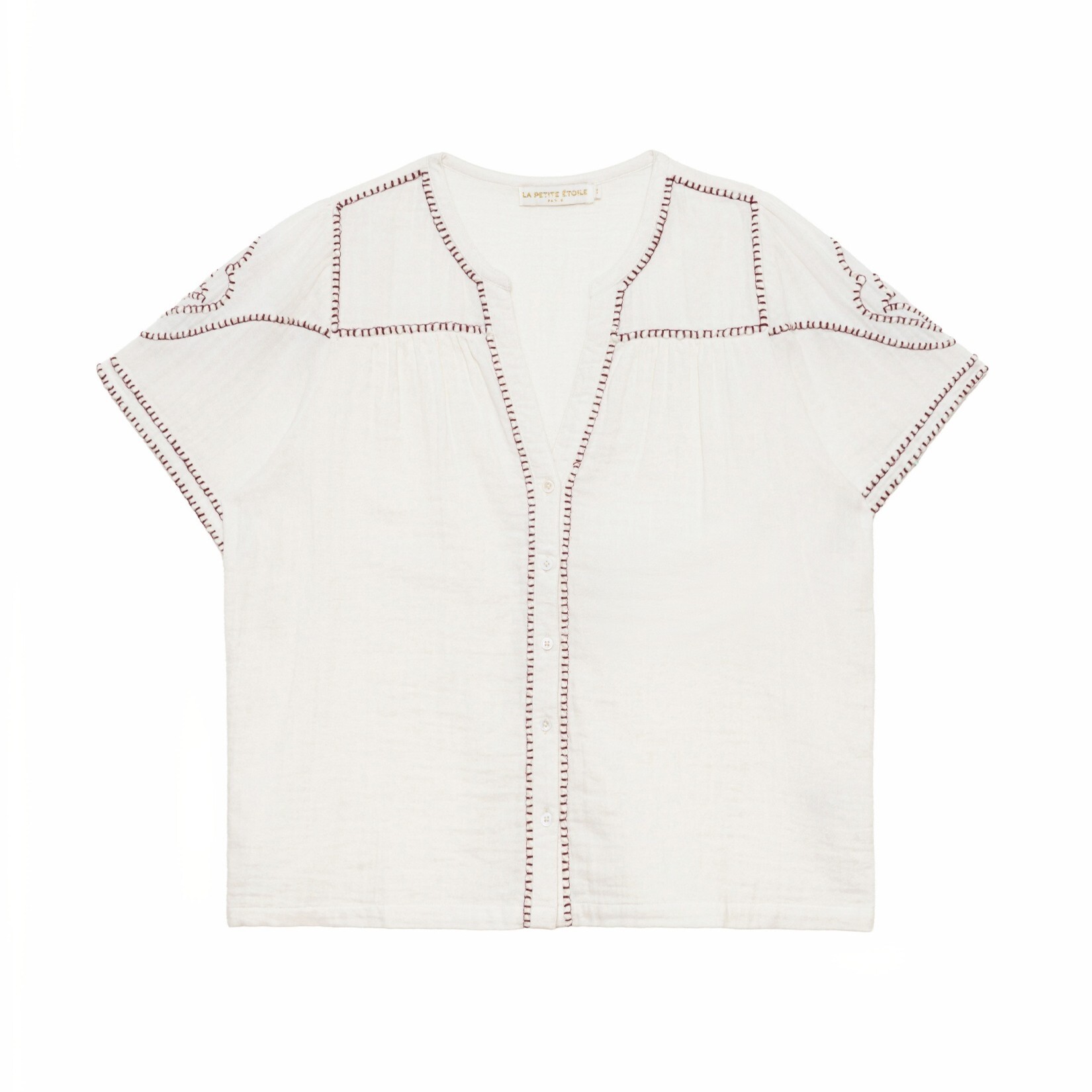 1LP0327-350 [LA PETITE ETOILE] Toan Blouse Ecru #TOAN-B202613C0A/11-ECRU/BORDEAUX (EU)