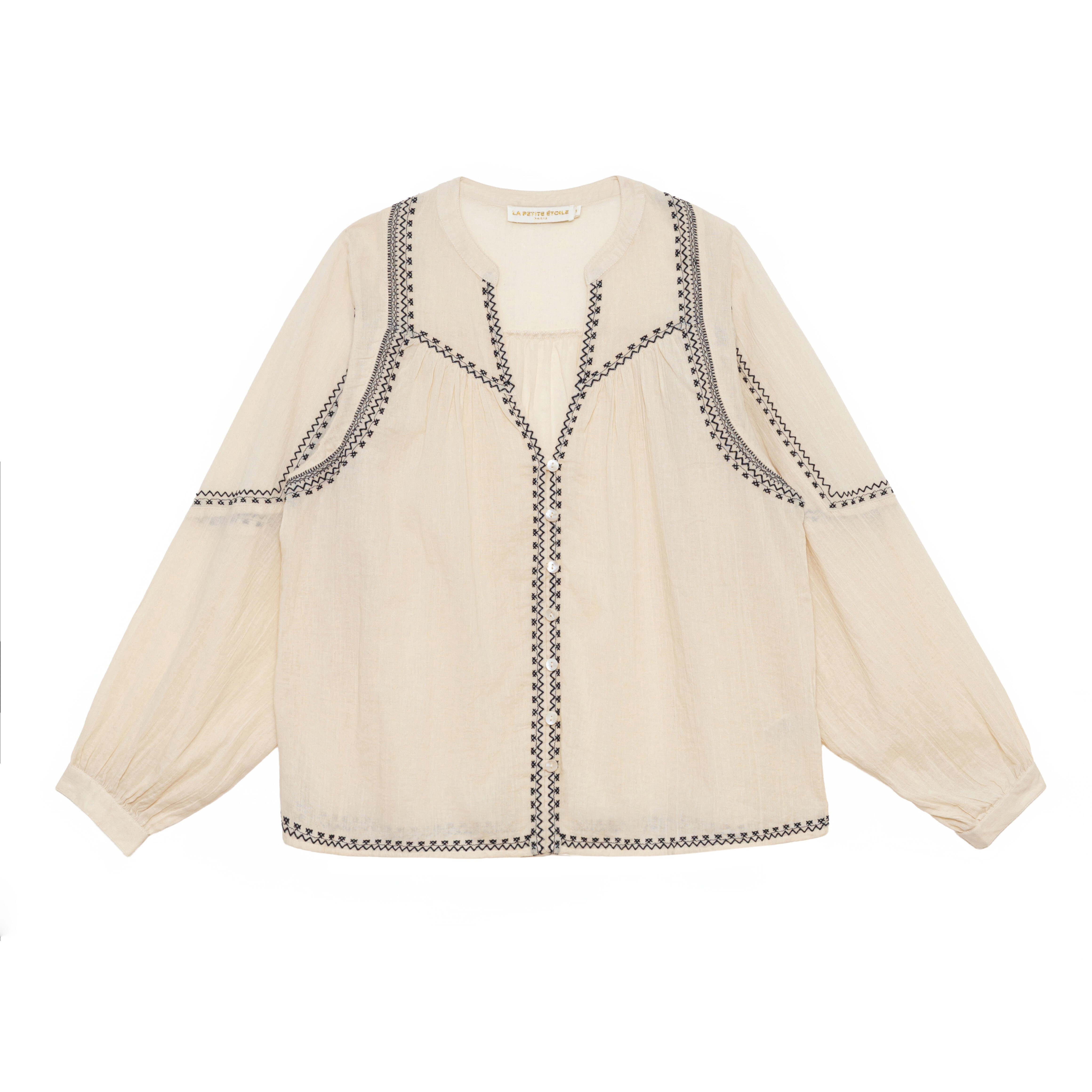 1LP0327-371 [LA PETITE ETOILE] Blanka Top White #BLANKA-B102613C0A/11-ECRU/NOIR (EU)