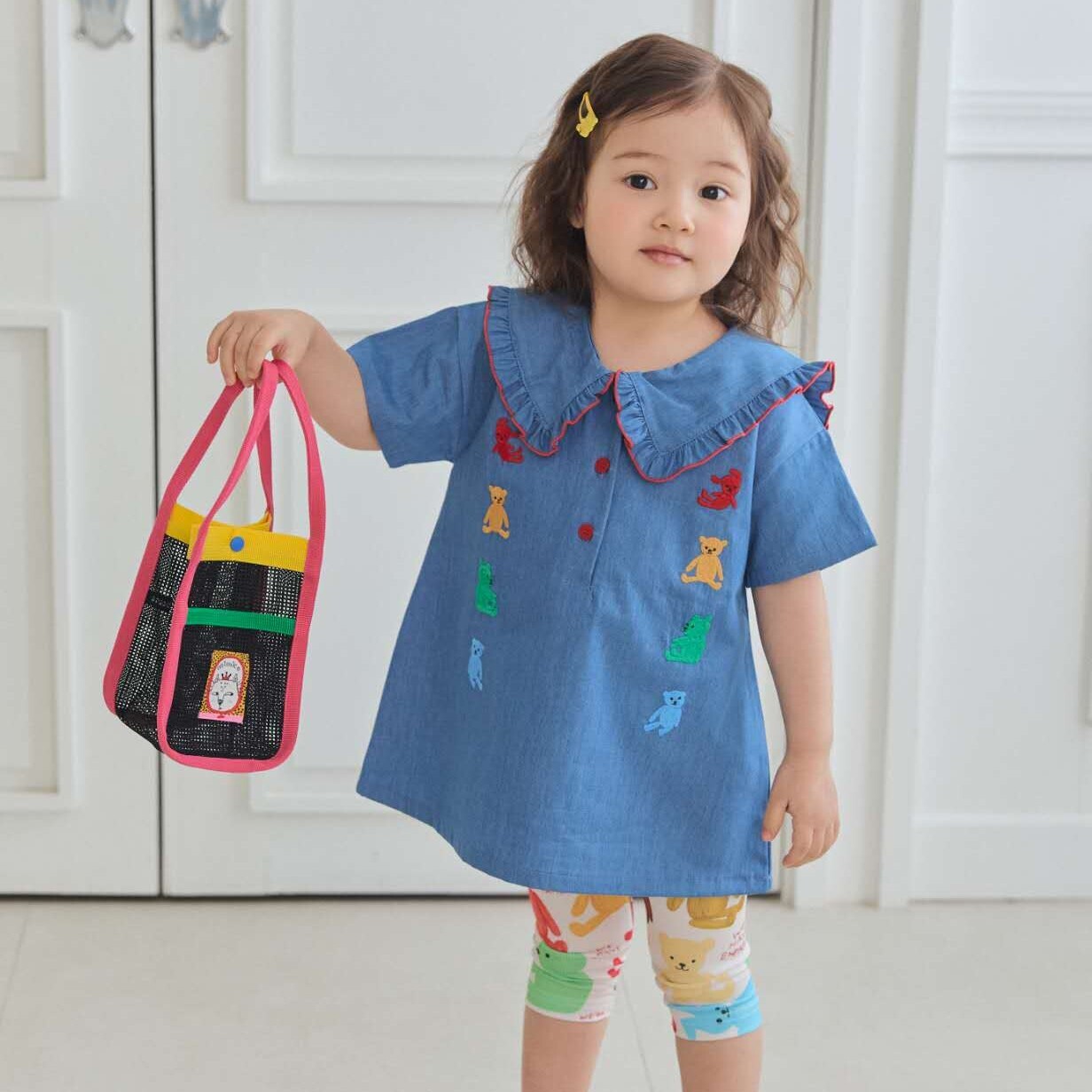 90-130 MICO 刺繡泰迪翻領牛仔洋裝