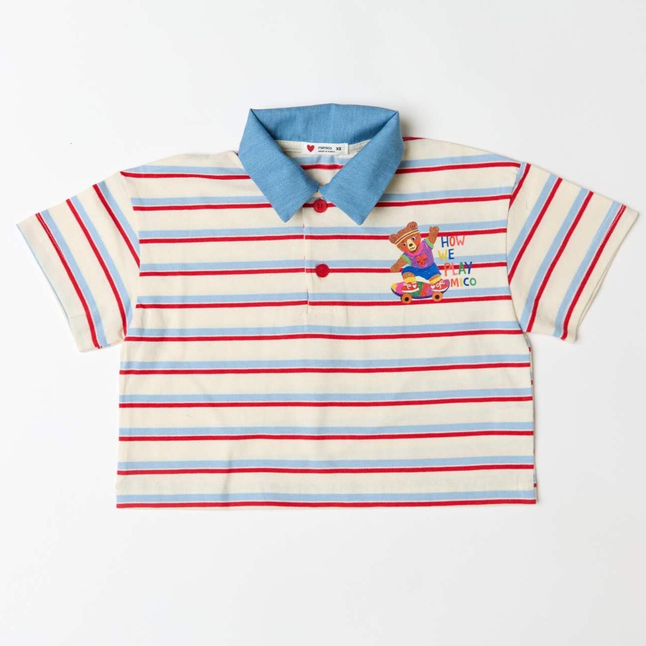 90-130 MICO 滑板小熊條紋polo