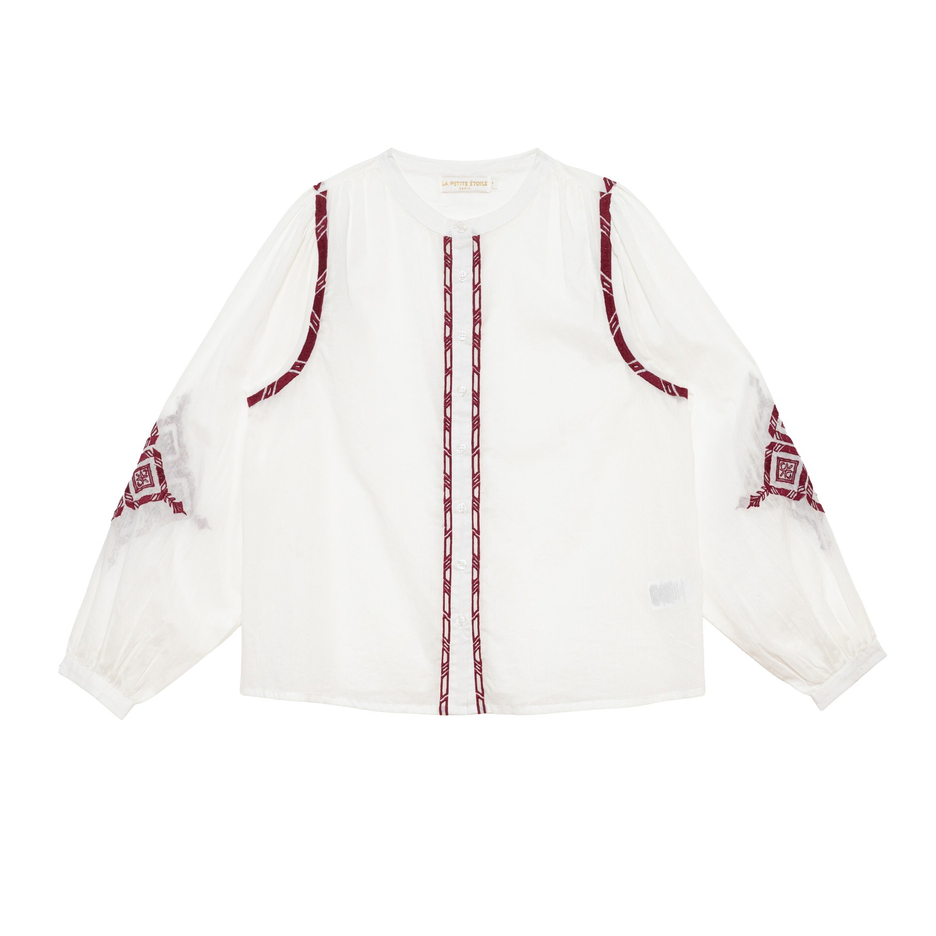 1LP0327-363 [LA PETITE ETOILE] Braya Blouse White #BRAYA-B102613C0A/11-ECRU/BORDEAUX (EU)