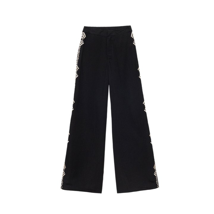 1LP0327-364 [LA PETITE ETOILE] Pozoy Trousers Black #POZOY-P102613U7A/00-NOIR/BEIGE (EU)