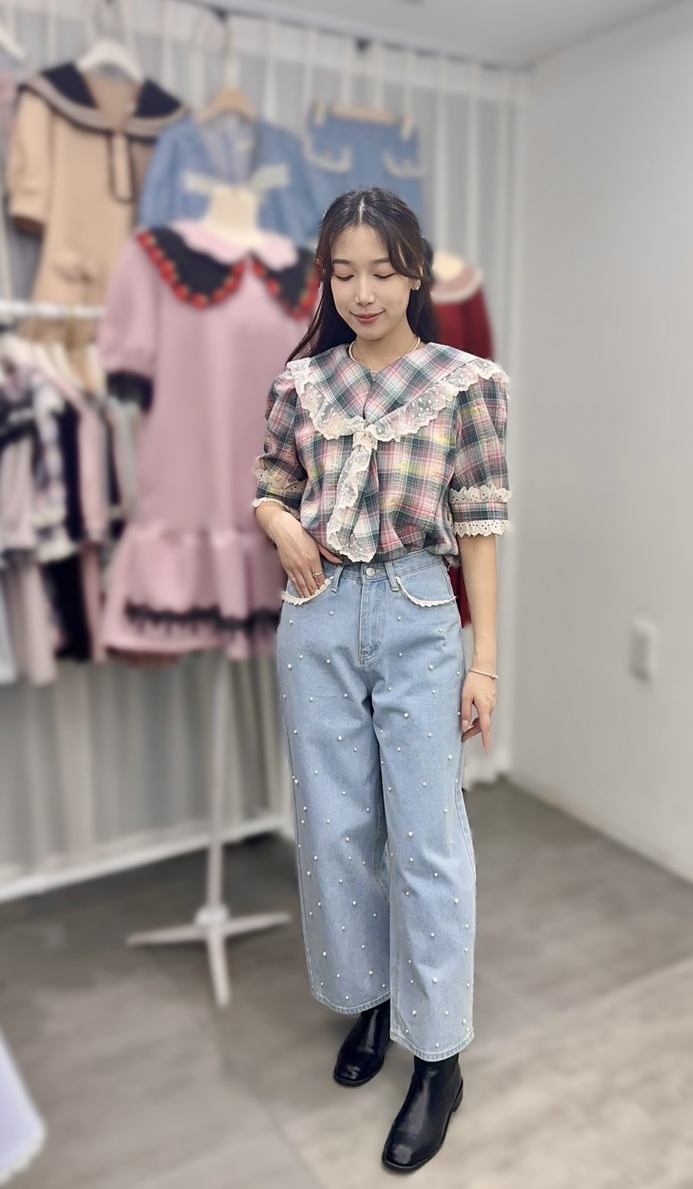 P54  珠珠褲 S:腰26 HIP42 長38 / M:腰28 HIP43 長38.5 / L:腰30 HIP44 長39 $489 (一口價)