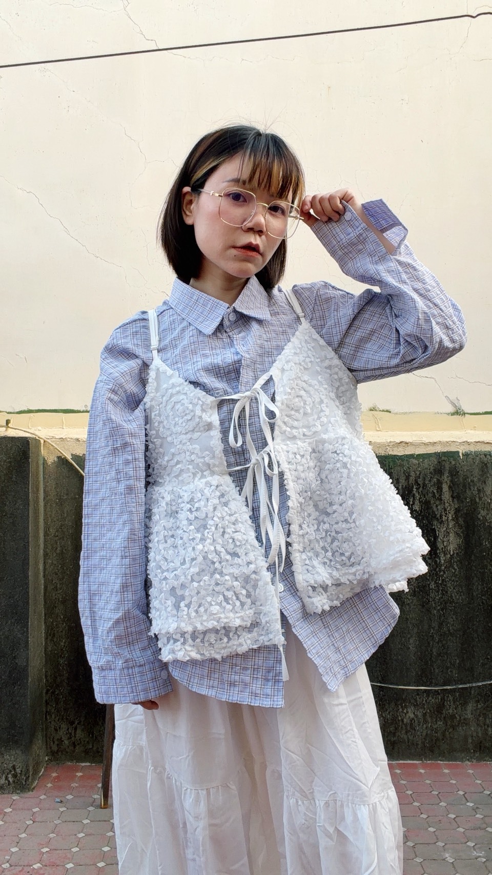 繡球花感綁帶背心