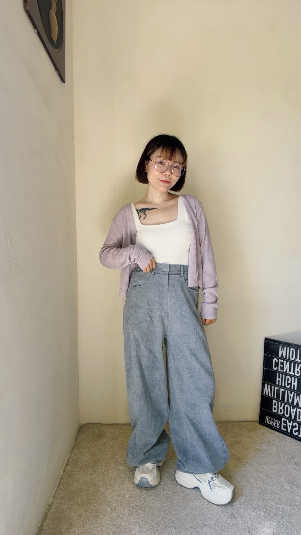 下釦式紮染牛仔繭型褲s