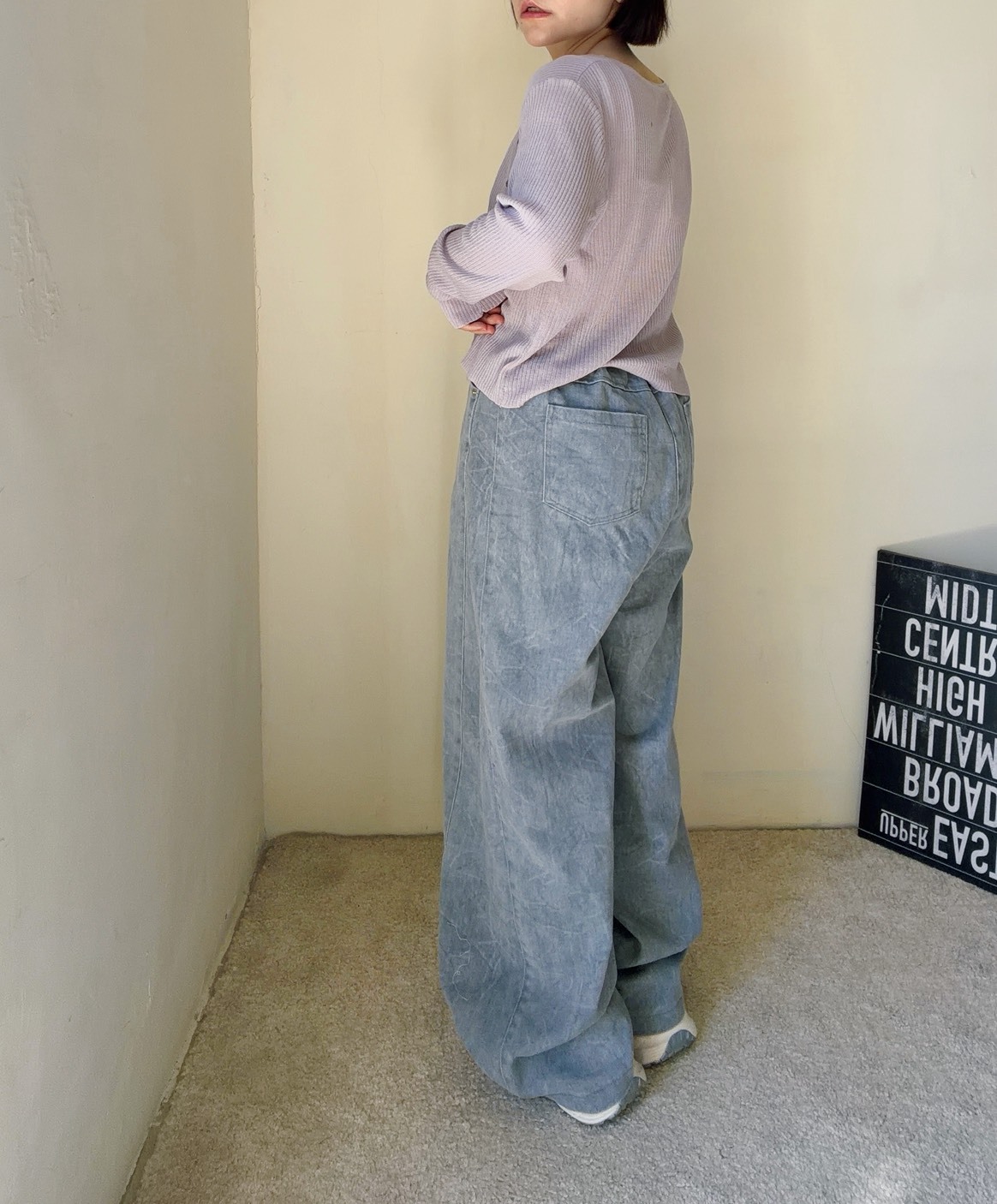 下釦式紮染牛仔繭型褲s