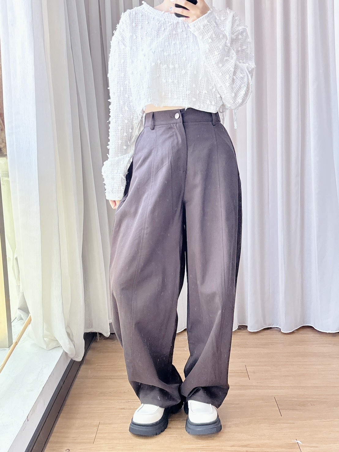 車線西裝開釦繭型褲