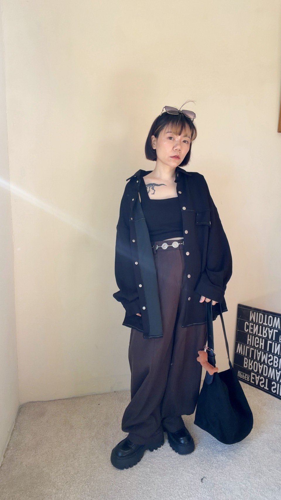 車線西裝開釦繭型褲