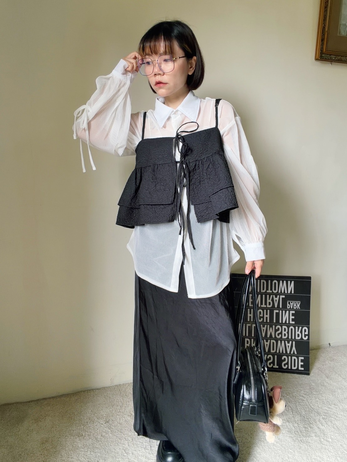 氣質緞面側綁帶魚尾裙