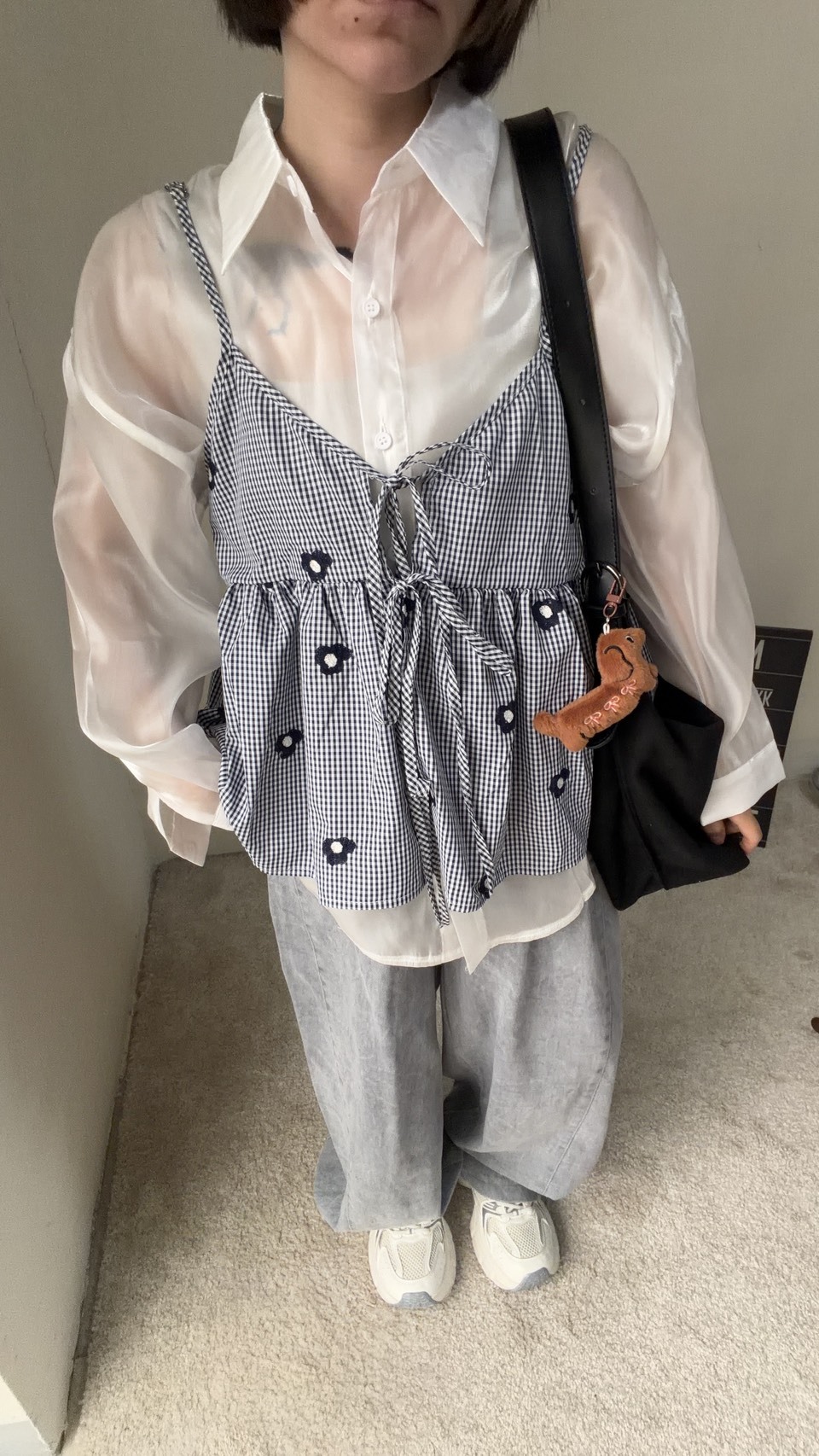 無敵可愛格子小花背心s