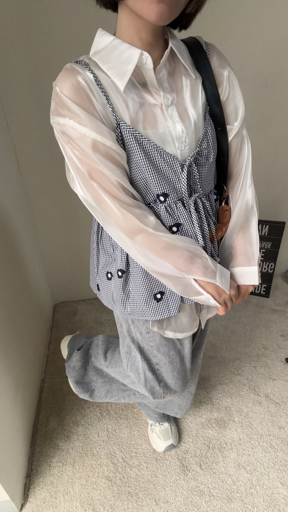 無敵可愛格子小花背心s