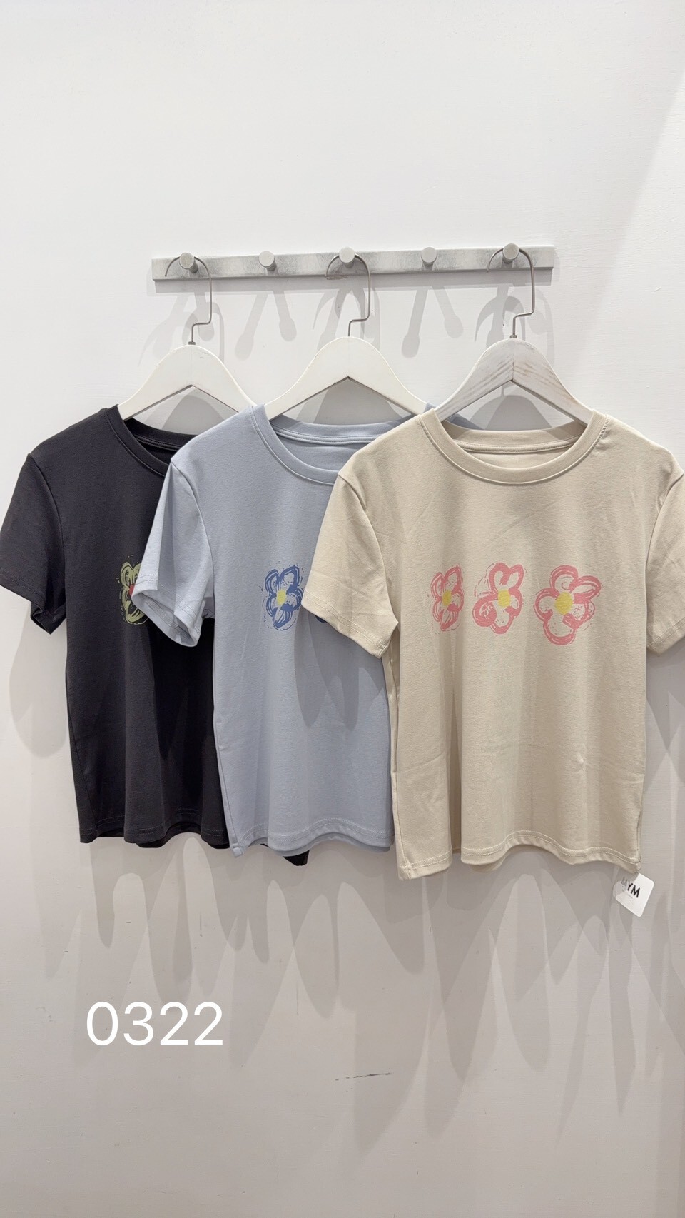 三朵小花棉短袖上衣