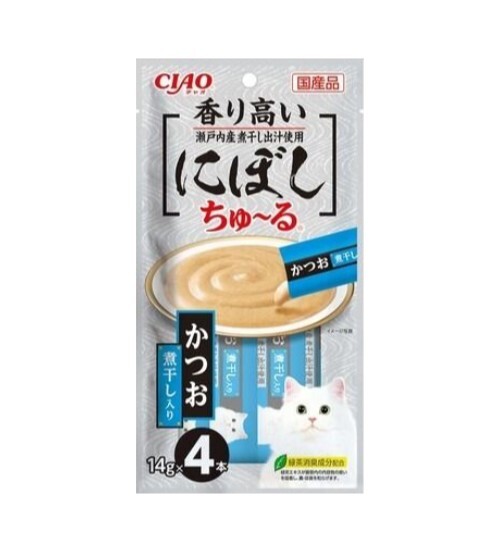 CIAO 鰹魚+乾沙丁魚 (14gx4支裝)