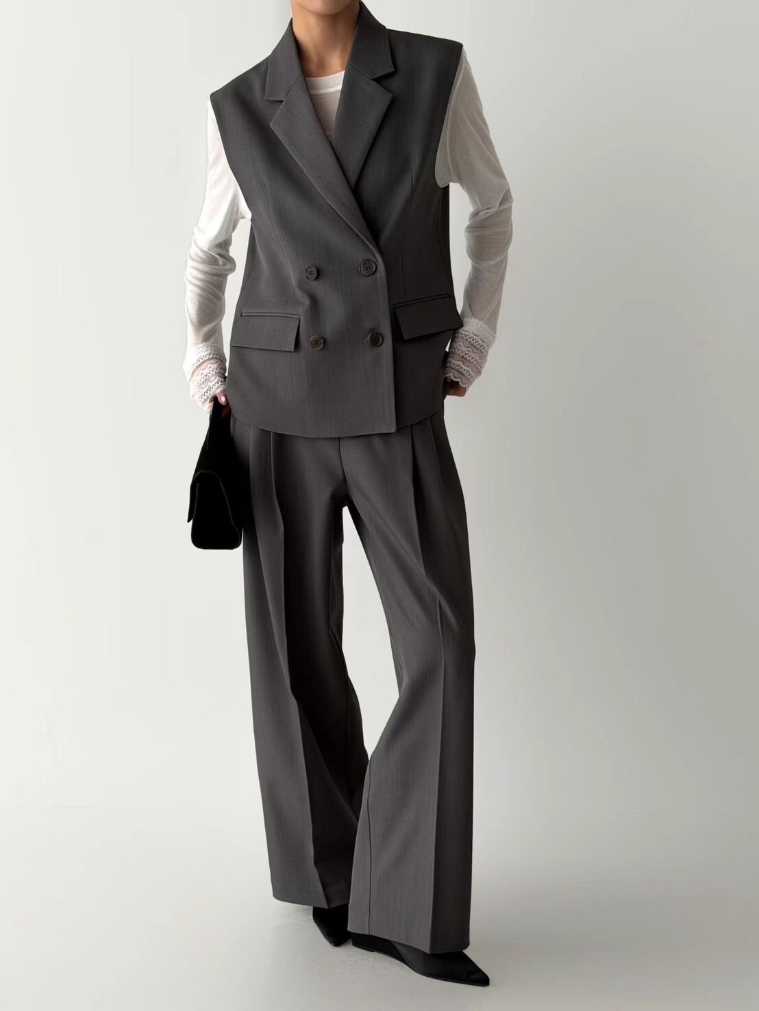 Marie-Marie 中性長版西裝背心