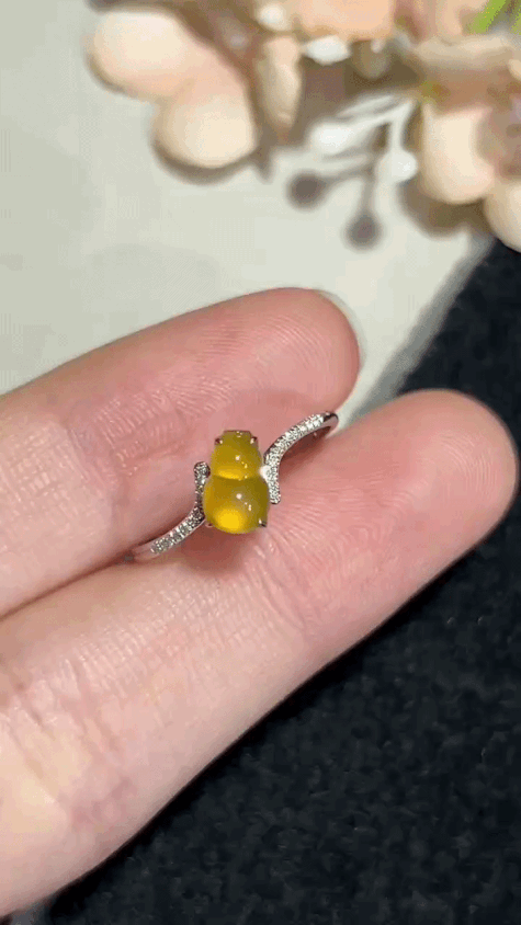 3242225 翡翠黃翡葫蘆女戒