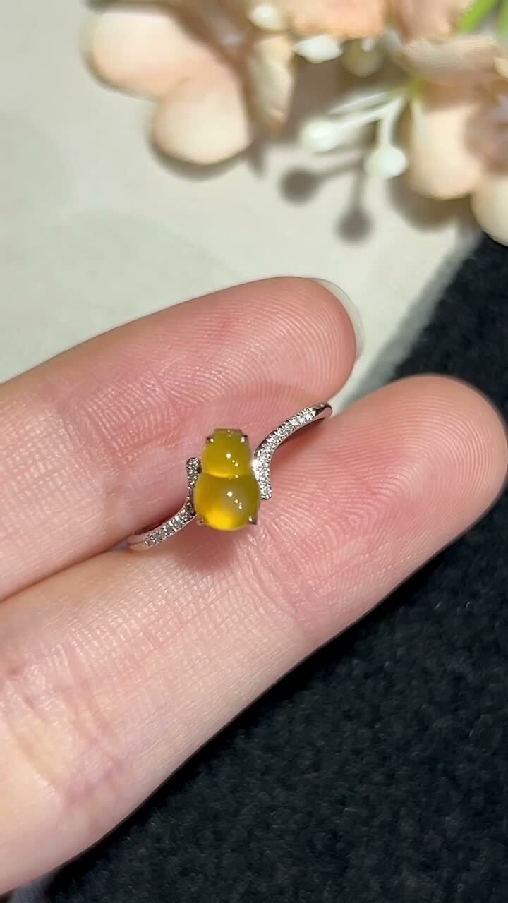 翡翠黃翡葫蘆女戒,天然翡翠A玉, 緬甸玉, Jade, Jadeite