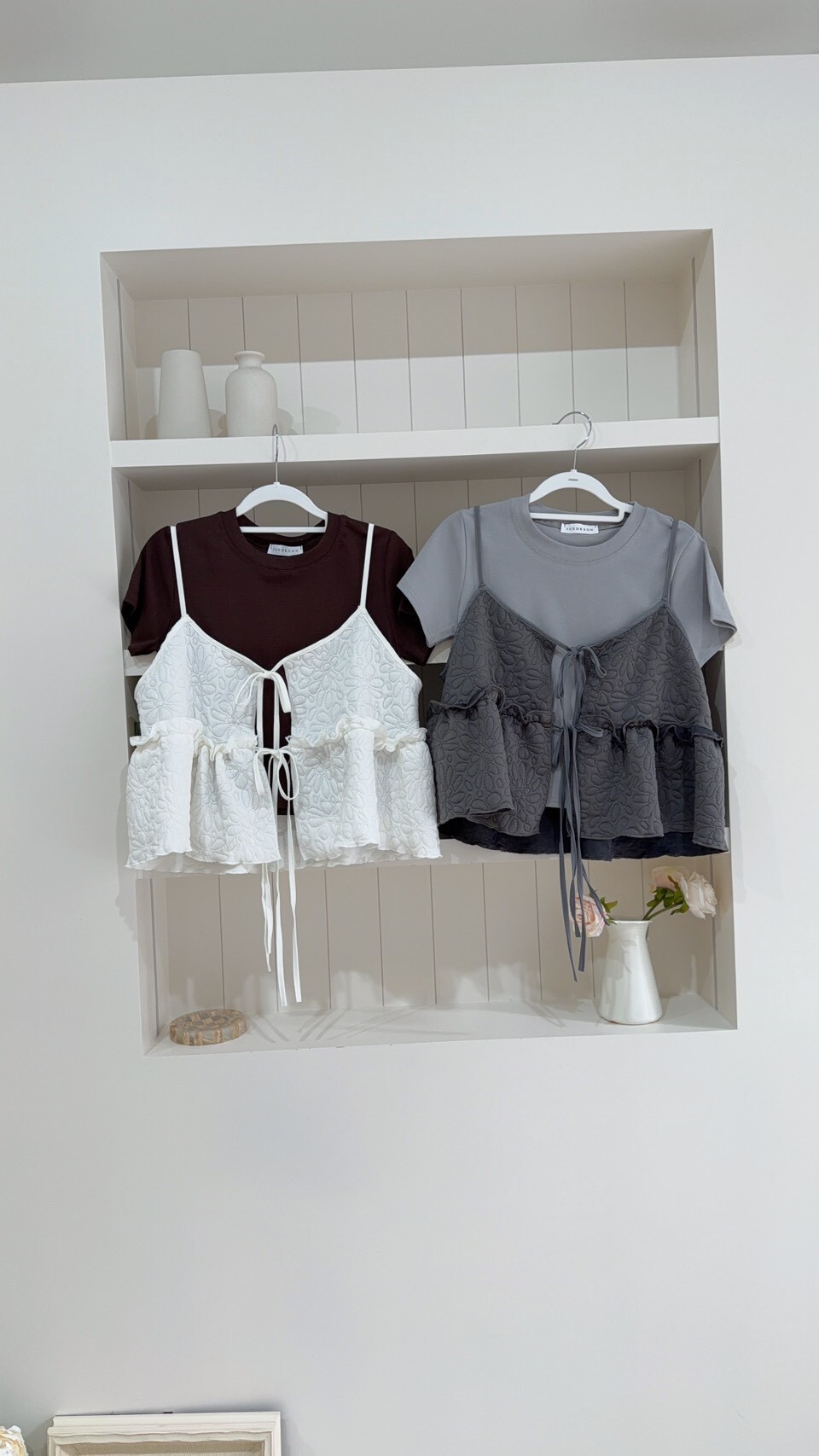 雙綁帶小花泡泡布背心 2colors (預購)