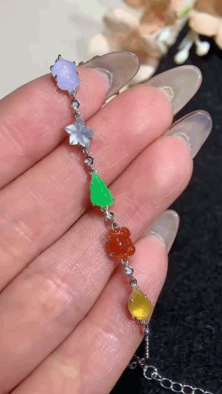 3242228 翡翠五彩翡翠手鏈