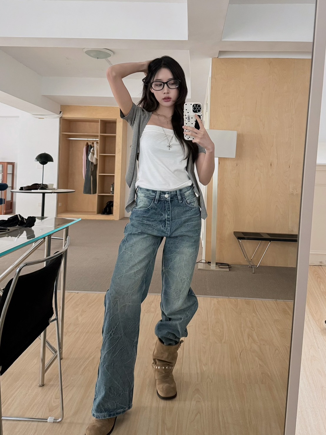 M16 尤克1909 刺繡刷色牛仔褲