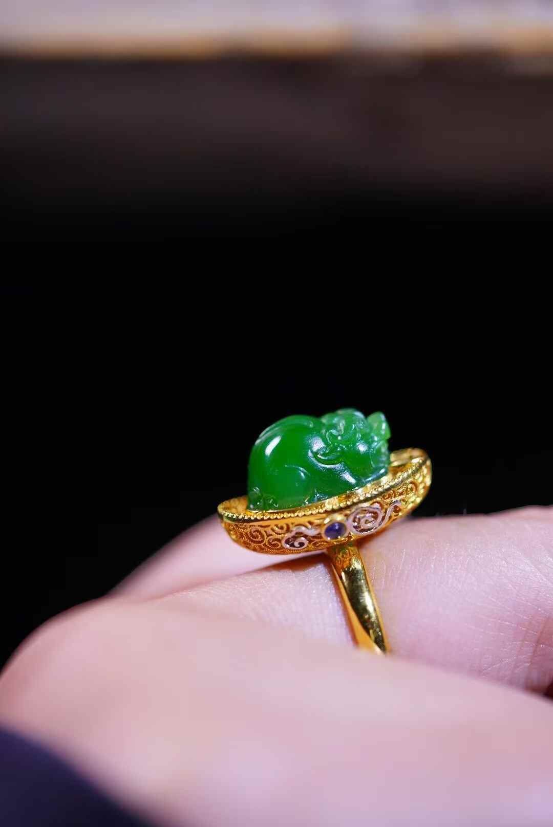 324712 翡翠陽綠貔貅戒指