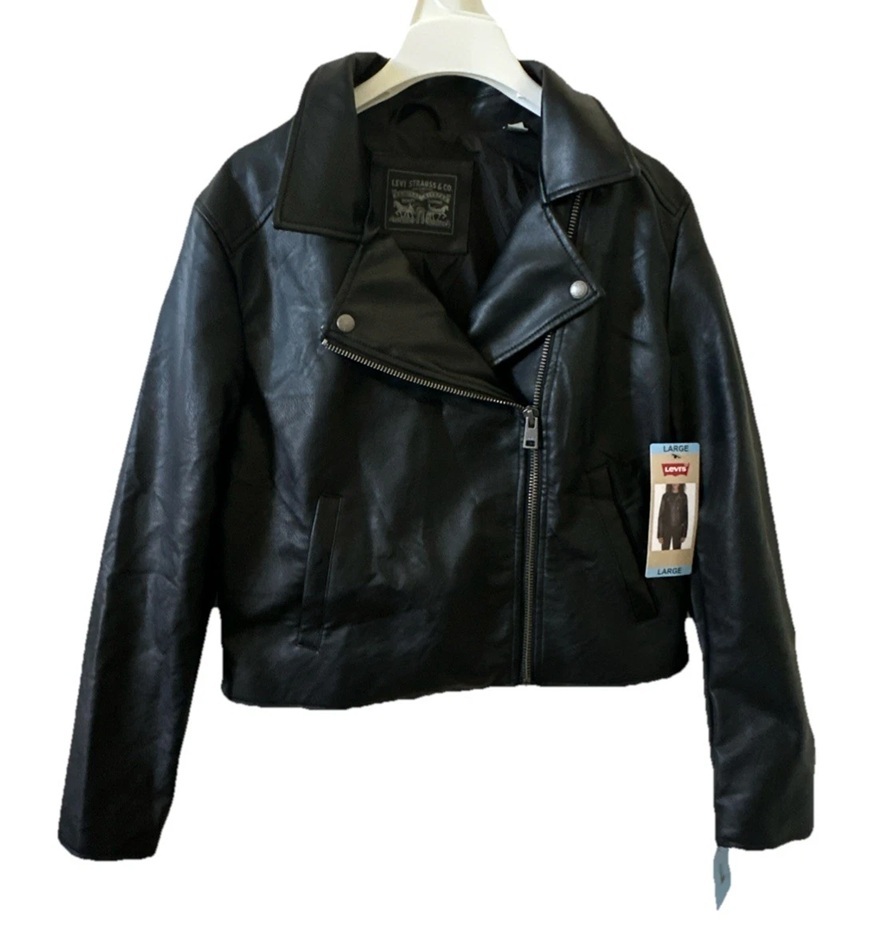 [S] LEVIS BLACK WOMEN'S FAUX LEATHER JACKET, LW5SU211-BLK (SLE66)