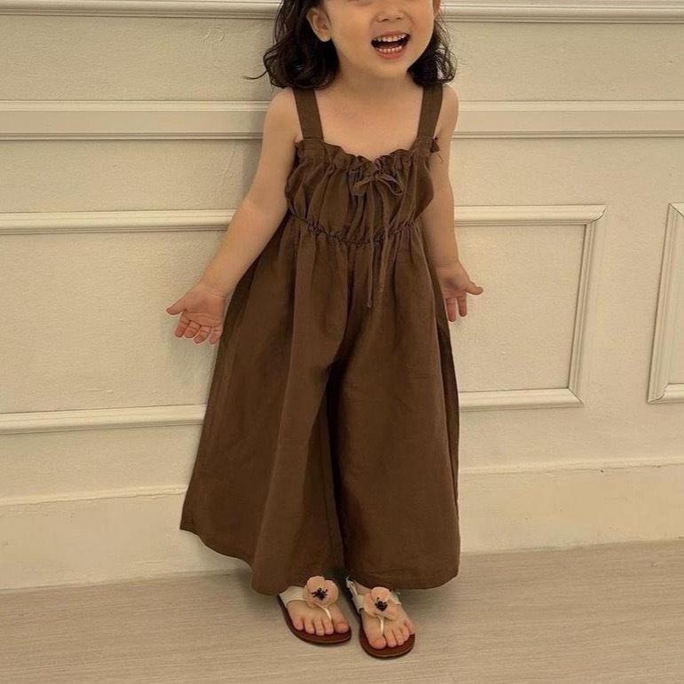 兩色森系連身吊帶寬褲