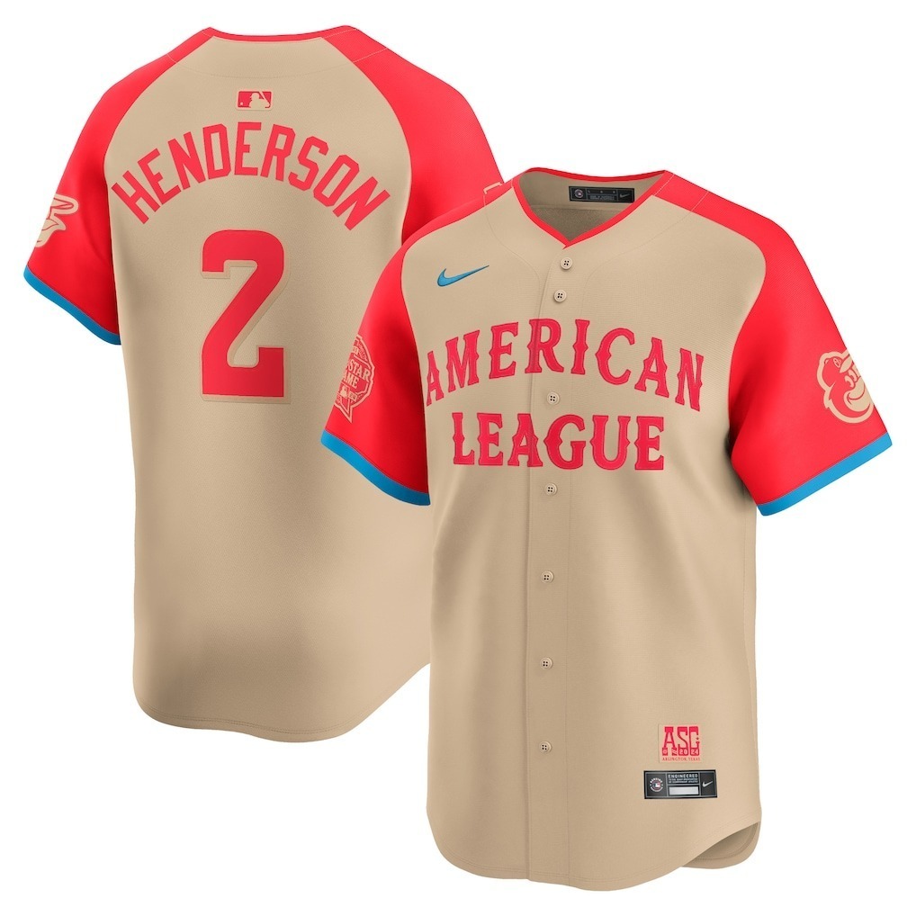 MLB球衣 Gunnar Henderson 2024明星賽 巴爾的摩金鶯 土黃螢光紅 Nike Limited Player Name Jersey 球迷版 熱轉印 全新