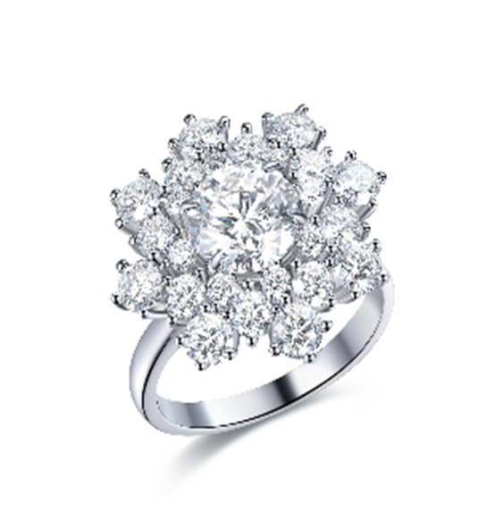 (6932) R6958 1.5 Carat Flower Ring  （莫桑）