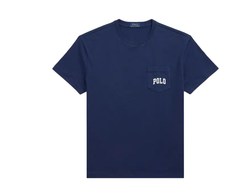 [S] PRL NAVY CLASSIC FIT COLLEGIATE BEAR POCKET TEE, 710971769001-NAVY (SRL245)